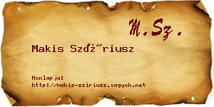 Makis Szíriusz névjegykártya